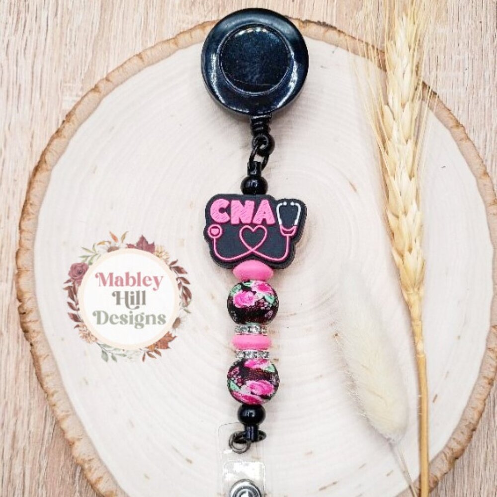 CNA Badge Reel - CNA ID Holder - Beaded Nurse Badge Reel - CNA Gift- NEW!